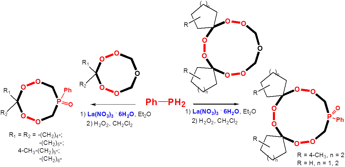 Схема синтеза макроциклических фосфорсодержащих ди- и трипероксидов