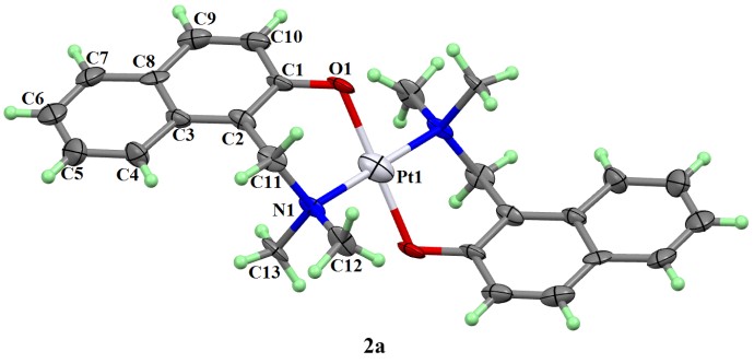 Трехмерная структура комплекса платины с нафтольным N,O-лигандом