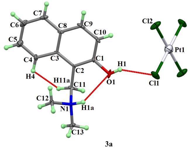 Трехмерная структура комплекса платины с нафтольным N,O-лигандом
